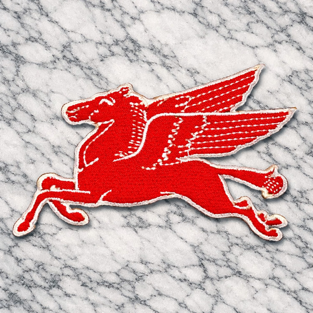 VINTAGE MOBIL GAS PEGASUS Embroidered Iron/Sew On Patch 3.5"X2" SHIPPED USA