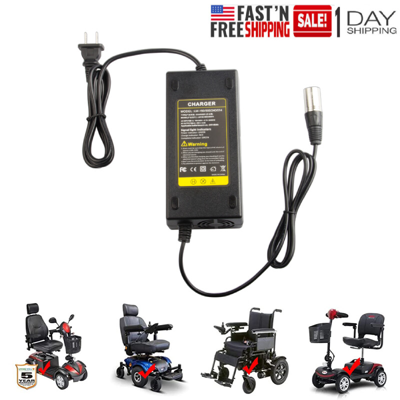 24 Volt 5 Amp XLR HP8204B Lead-Acid B4ttery Charger for Electric Wheelchair PSU