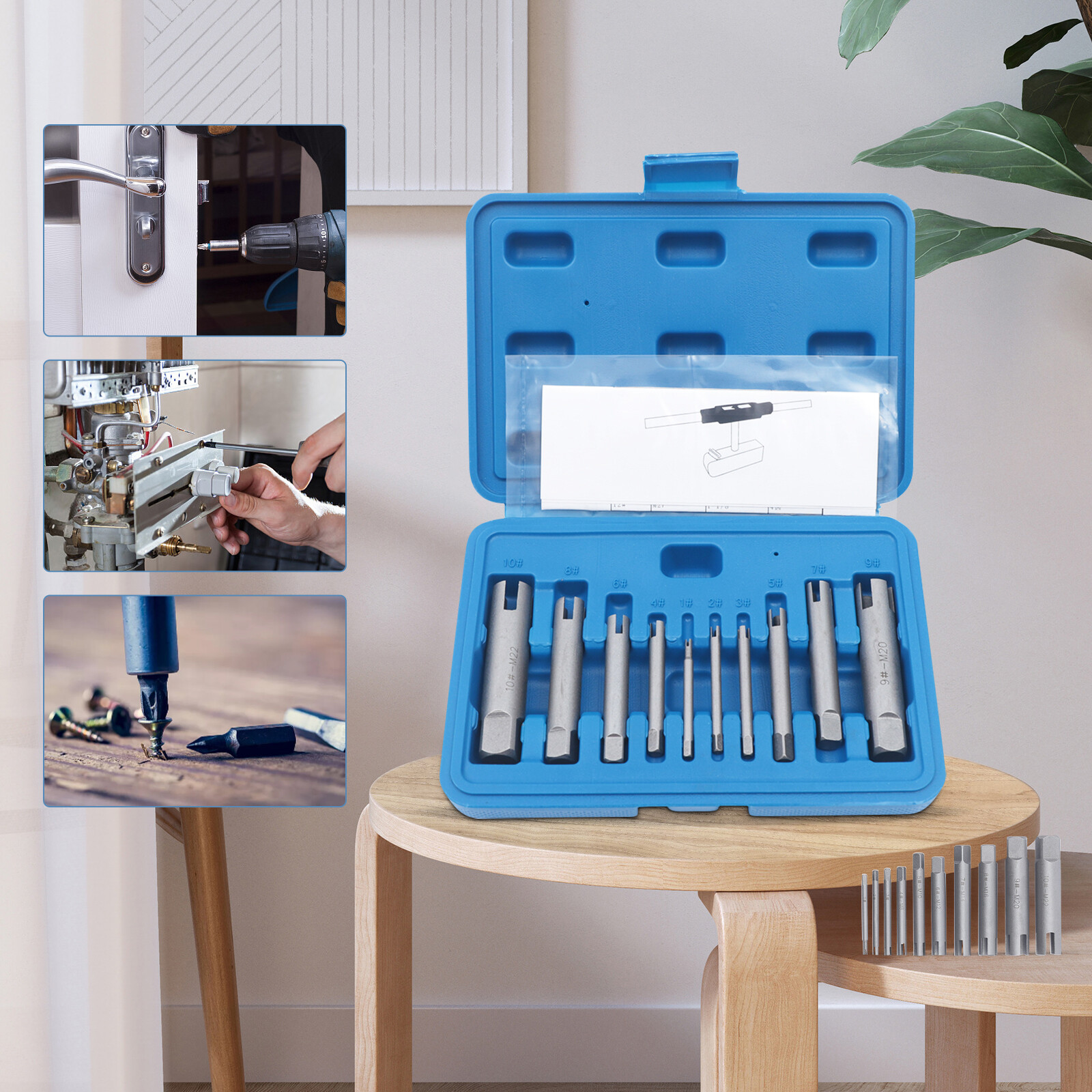 HSS Broken Tap Extractor Removal Tool Set 10 Pcs (1#-10#) 3 or 4 Claws ZS