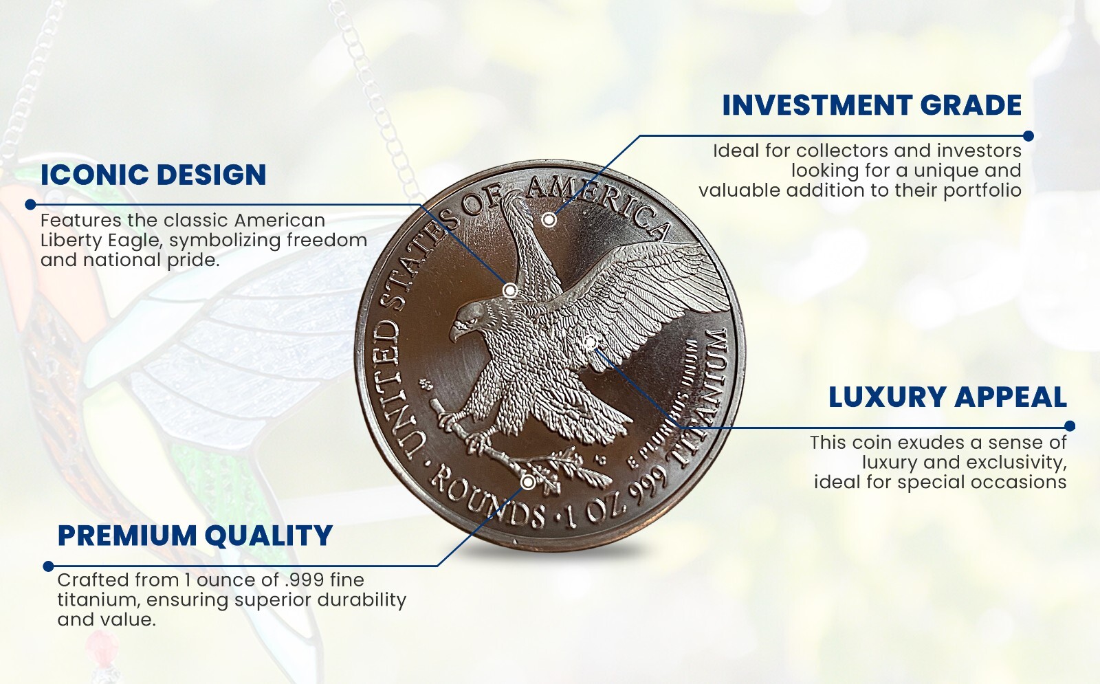 2023 American Eagle Liberty Walking Coin TROY OUNCE OZ .999 Pure TITANIUM Round