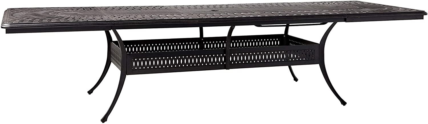 Patio outdoor dining table Santa Clara cast Aluminum rectangular extendable 132"