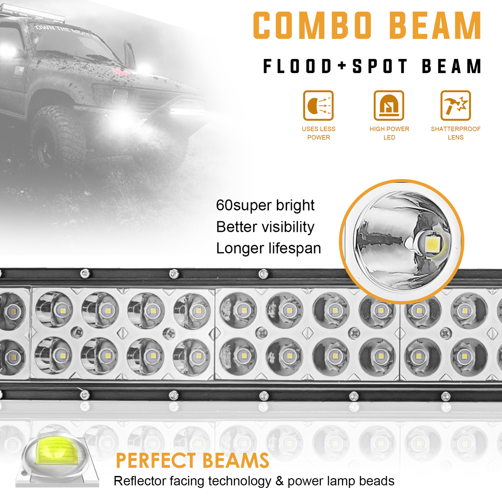 For Can-am Defender HD8/HD9/HD10 Roof 52" LED Light Bar Mount Wire w/3" 24W Pods