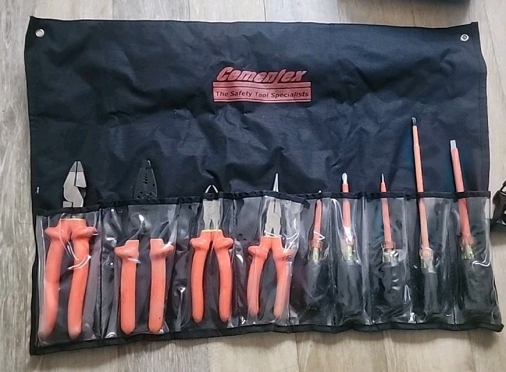 Cementex Basic Electrician's Tool Kit Set of 8 with Roll Case (1 used/ replaced)