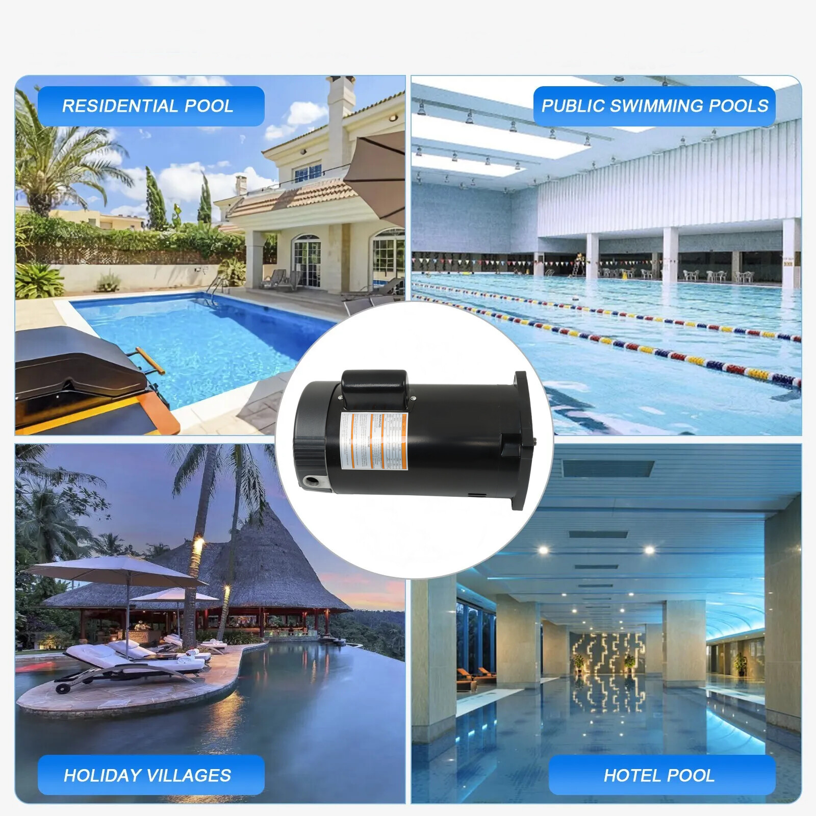 2HP B2855 Square Flange Pool Pump Motor 230V Threaded Shaft Swimming Pool Pump