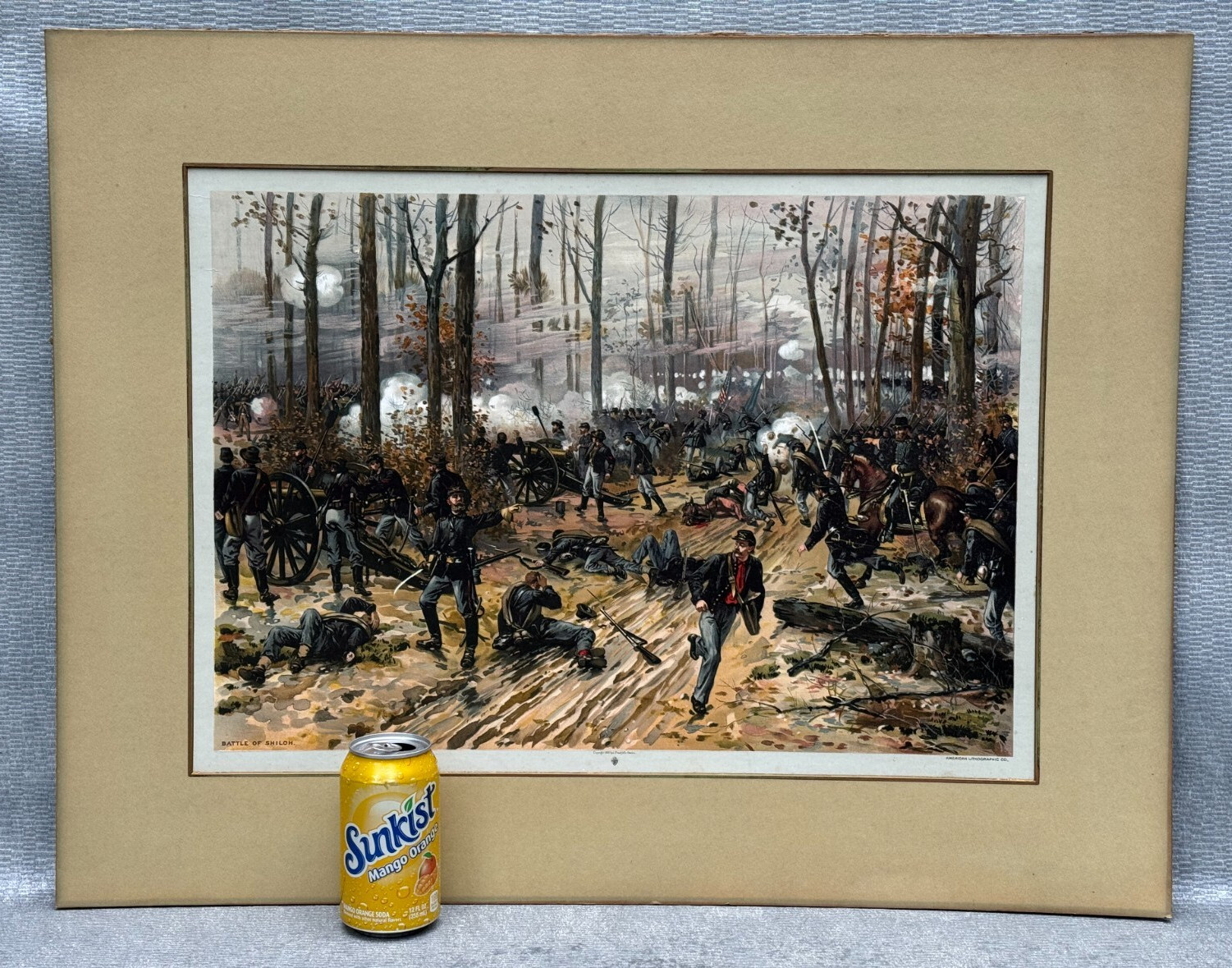 BATTLE OF SHILOH PITTSBURG ORIGINAL CIVIL WAR LITHOGRAPH L. PRANG 1888 BOSTON