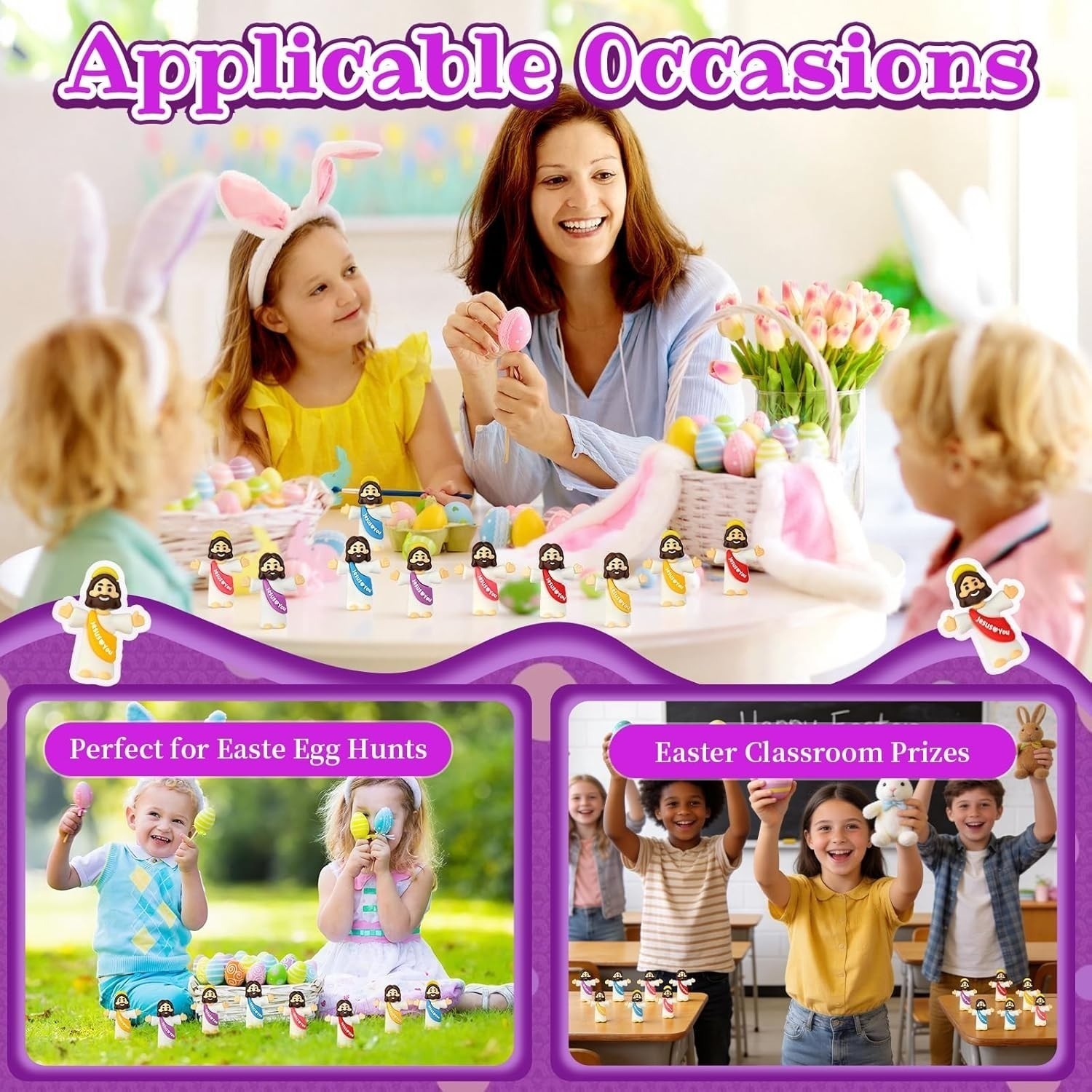 100 Pack Little Jesus Figures Loves You, Tiny Mini Jesus Figurines in Bulk100 Pa