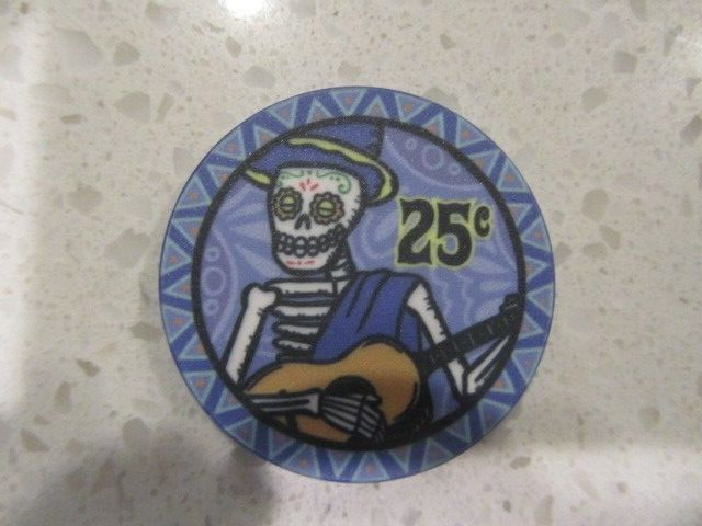 25 cents Dia De Los Muertos Casino Chip + FREE Mystery Las Vegas Poker Chip