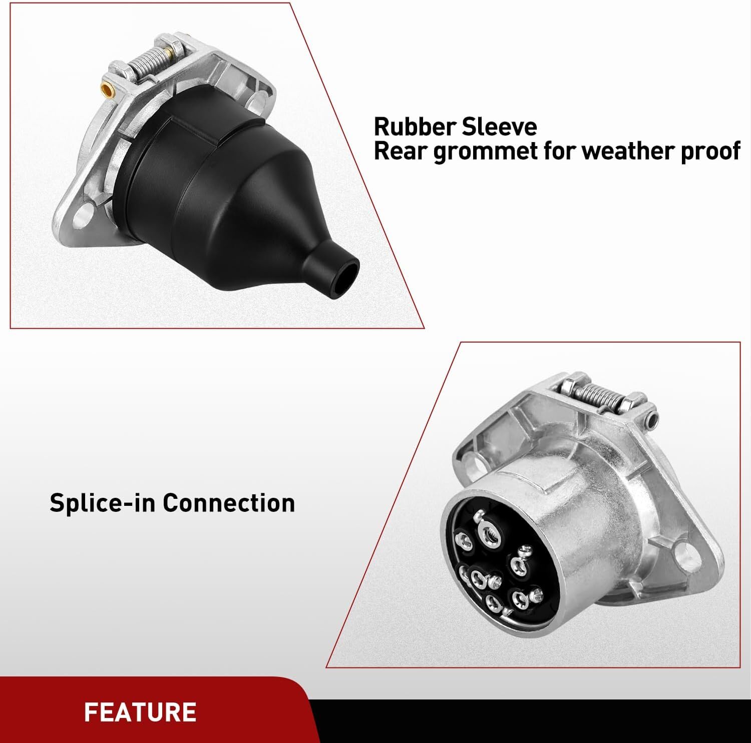 Nilight Vehicle-Side 7-Pin Round Trailer Wiring Harness Socket 7 Way Female-End