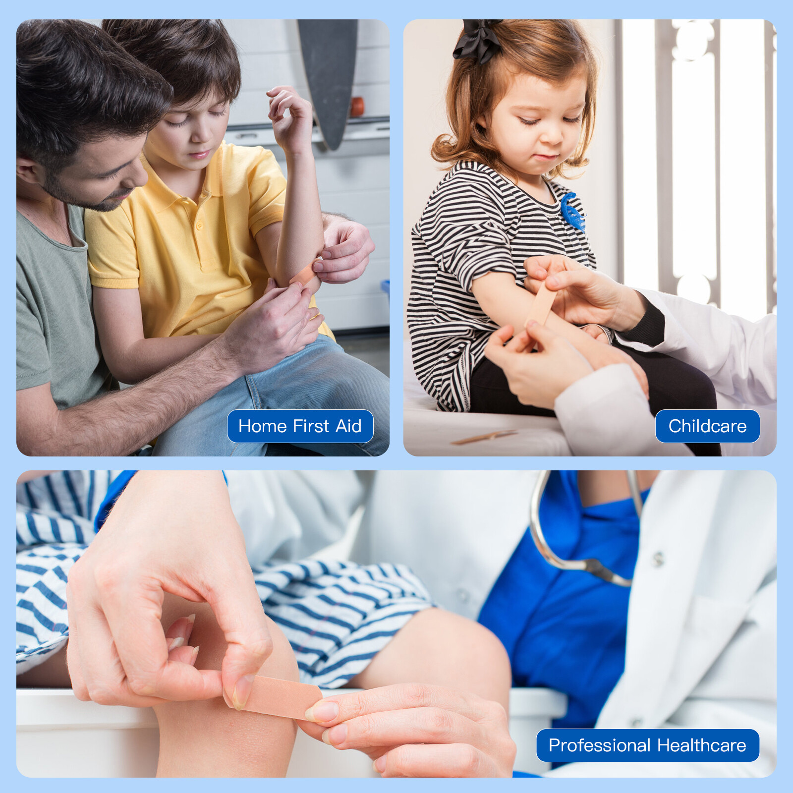 JMU Flexible Fabric Adhesive Bandages 1"x 3" Sterile Fabric Strip 100pcs/box