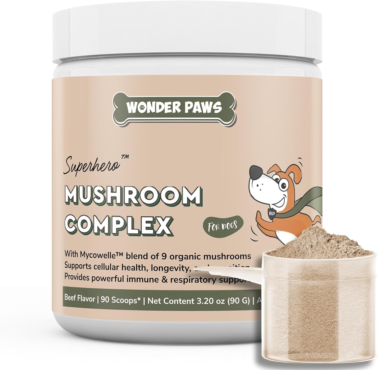 Wonder Paws Immune Support Mushroom Powder for Dogs – 90 Scoops