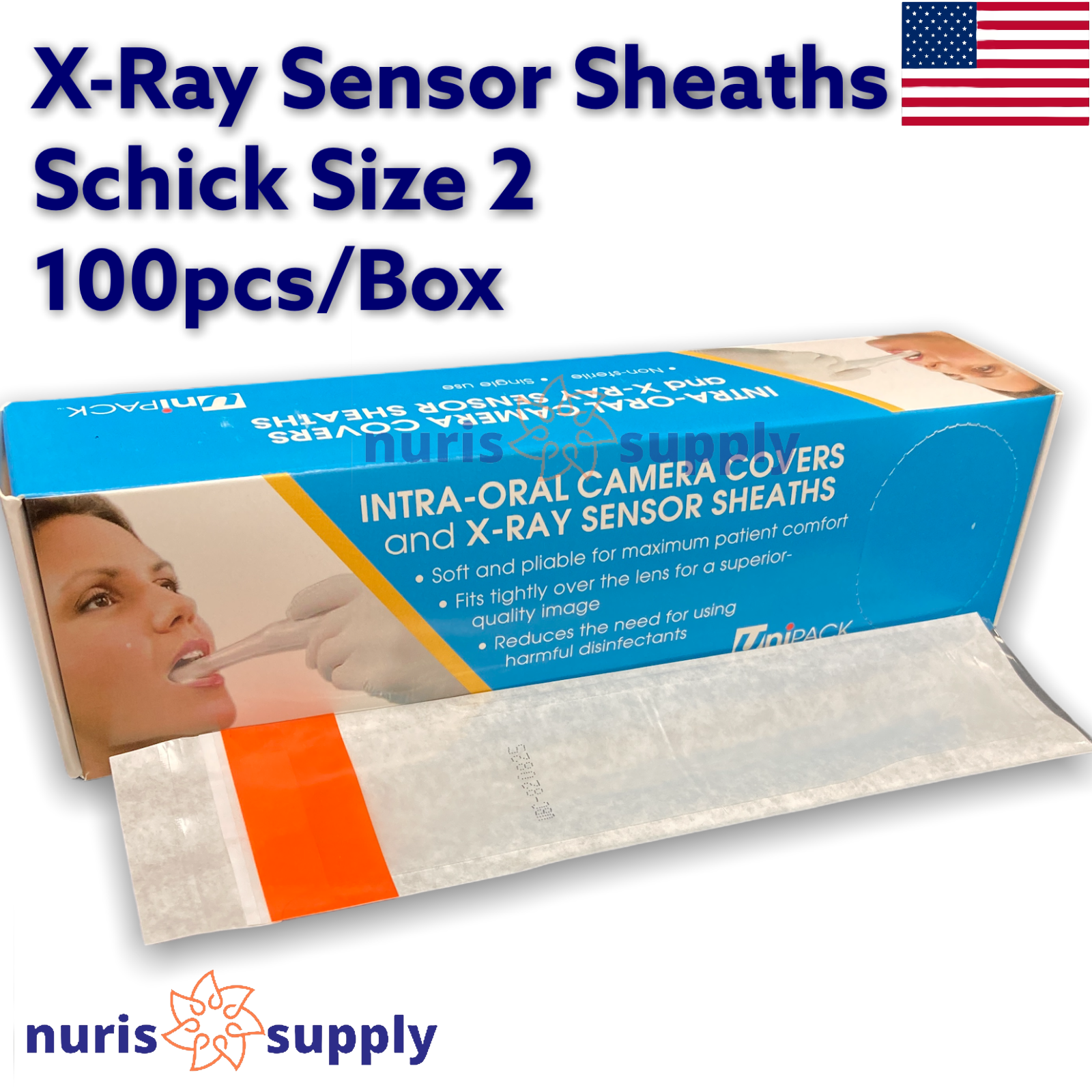 Digital X-ray Sensor Sheath Schick Size 2 Latex-Free 100pcs/Box