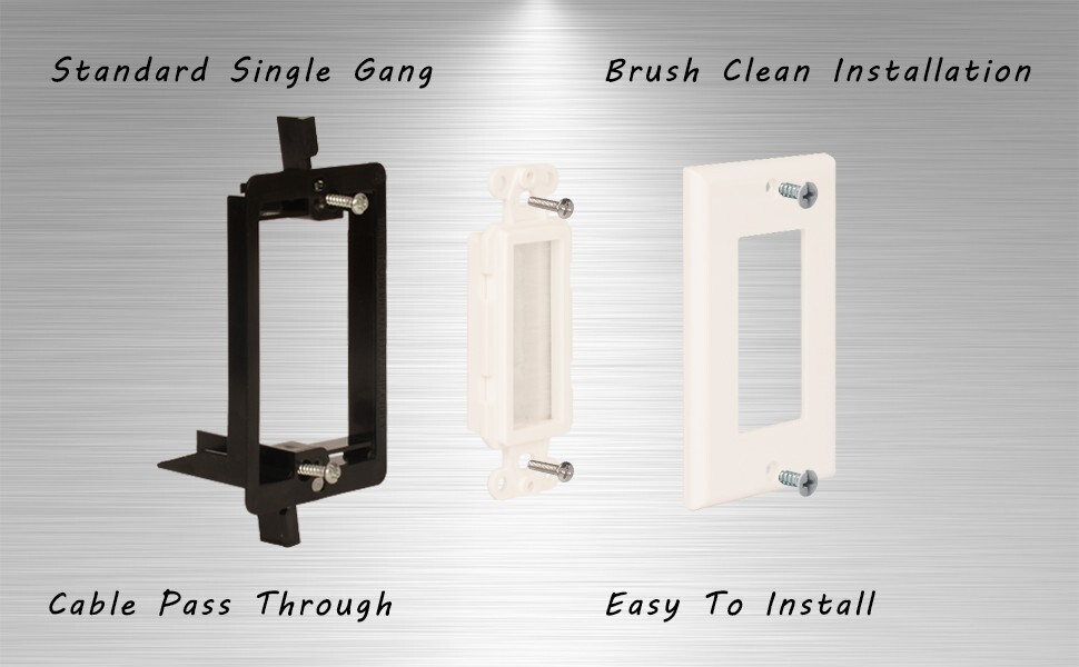 Brush Wall Plate with Mounting Bracket 6-Pack Cable Pass Through Insert Hider