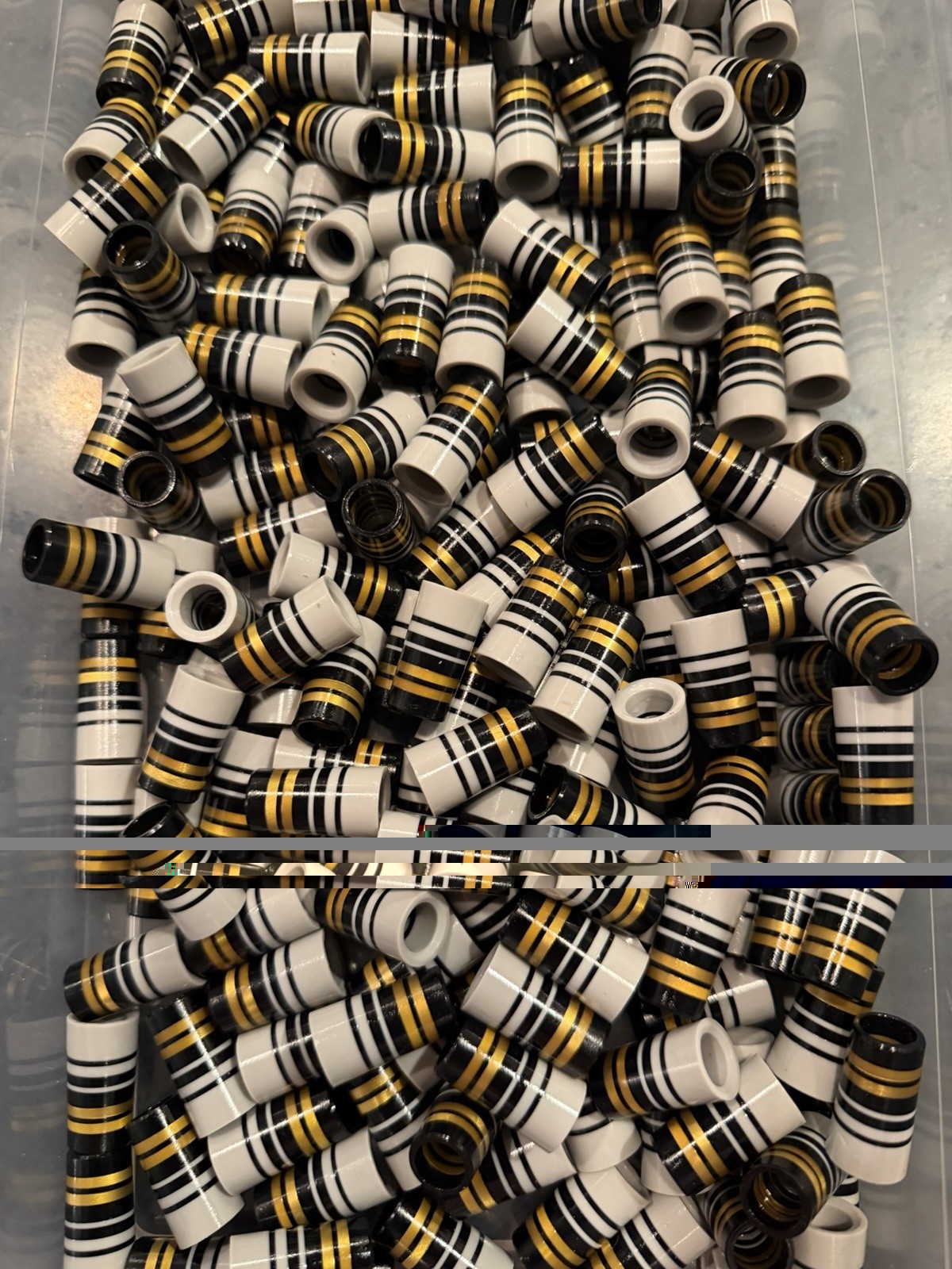 10-CUSTOM GOLF FERRULES GRAY/BLK/GOLD 1” TAPER TIP .355