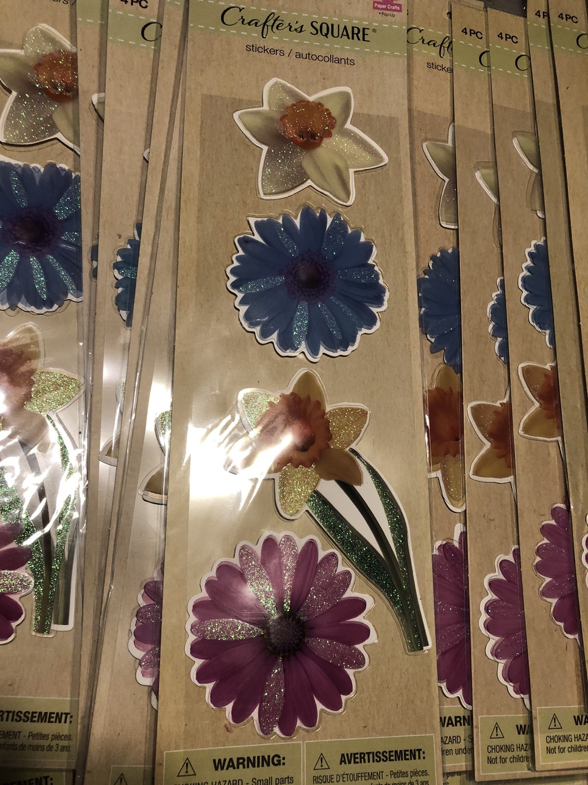 48 Floral Flower Stickers Large Crafter's Square 3" to 5.5" Foam Scrapbook NEW