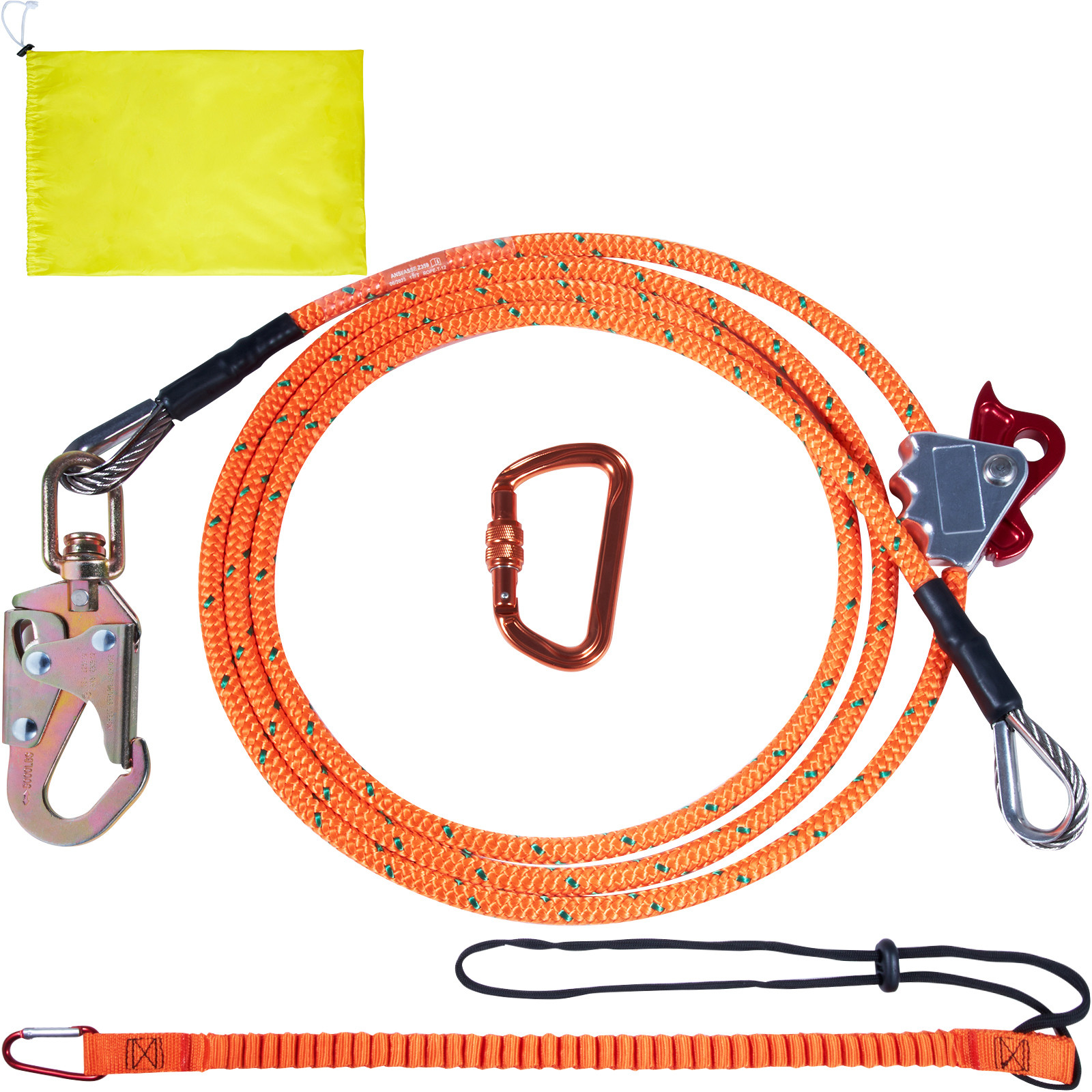 Uimoso Safety Harnesses Steel Core Flipline 1/2" x 8' Arborist Tree Climbing