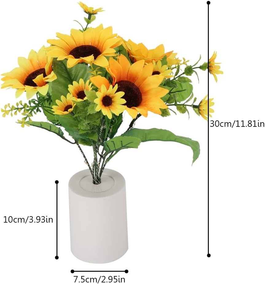 Sunflower Lamp Artificial LED Night Light Flower Table Lamp Battery Operated US