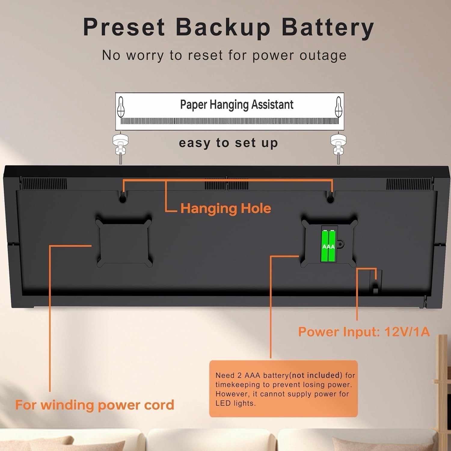 JALL 30" Large Digital Wall Mount Clock with Remote Control, White