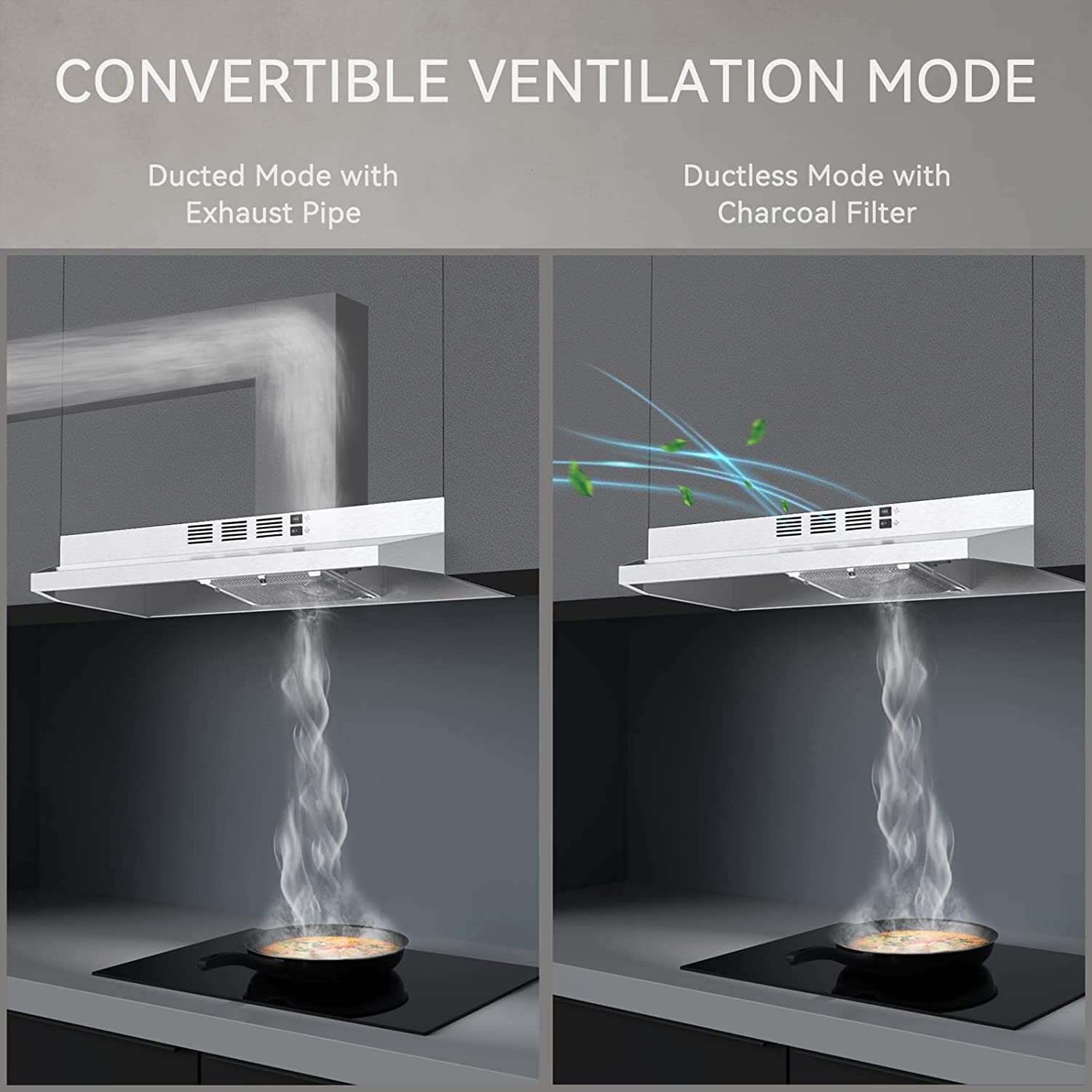 30 inch Under Cabinet Range Hood Kitchen Vent 230CFM Convertible Stainless Steel