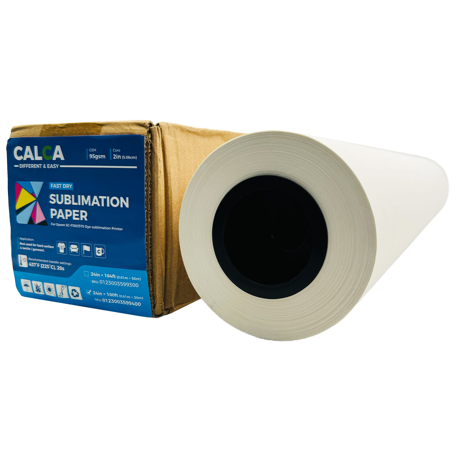 24 x 100ft Roll Fast Dry Dye Sublimation Paper 95gsm for SureColor F570 Printer