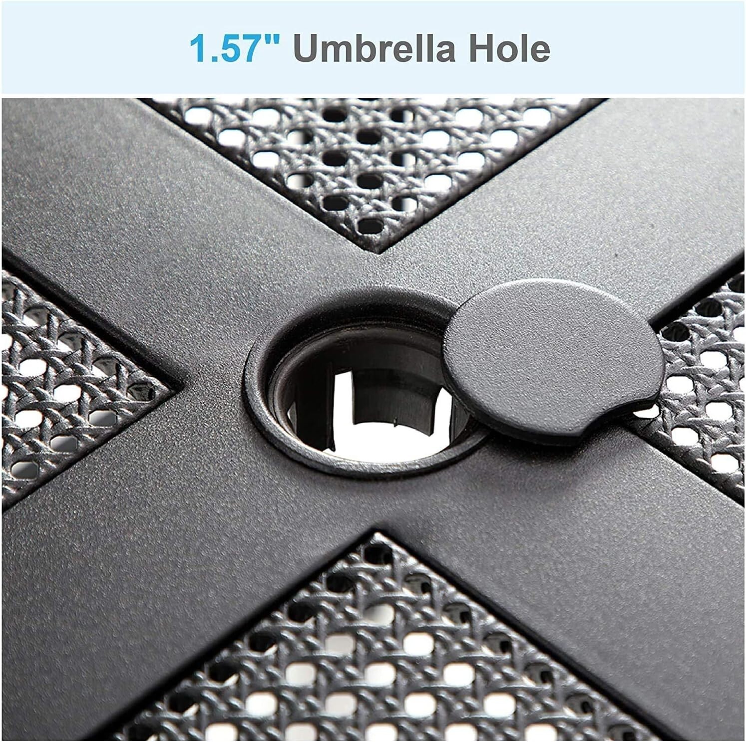 37" Outdoor Dining Table Metal Steel Mesh Patio Table with 1.57" Umbrella Hole