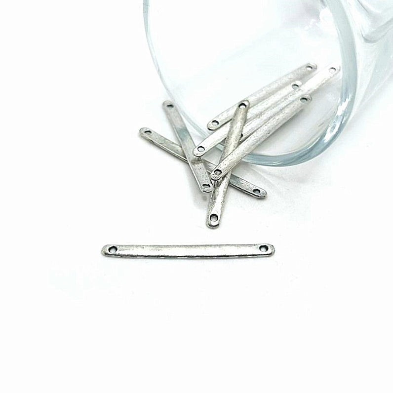 Antique Silver Minimalist Bar Connectors, 3x33mm - US Seller