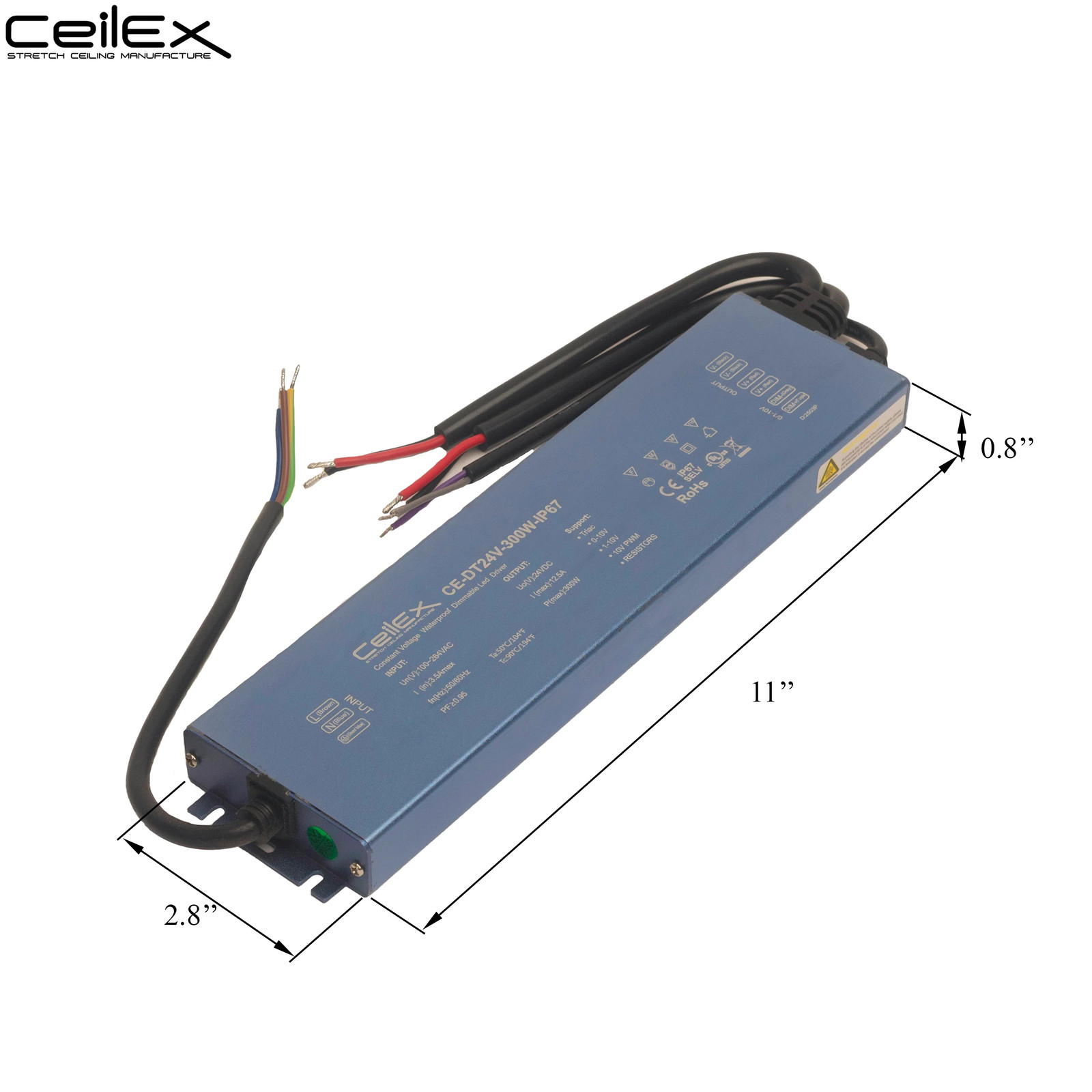 Dimmable TRIAC LED Driver 24V 300W IP67 Power Supply Transformer + UL Listed