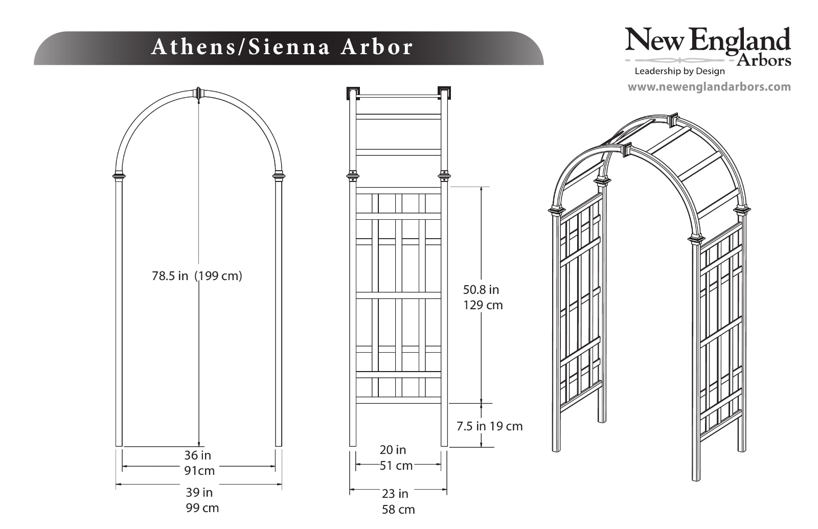 New England Arbors Decorative Vinyl Sierra Garden Patio Arch Trellis w/WARRANTY