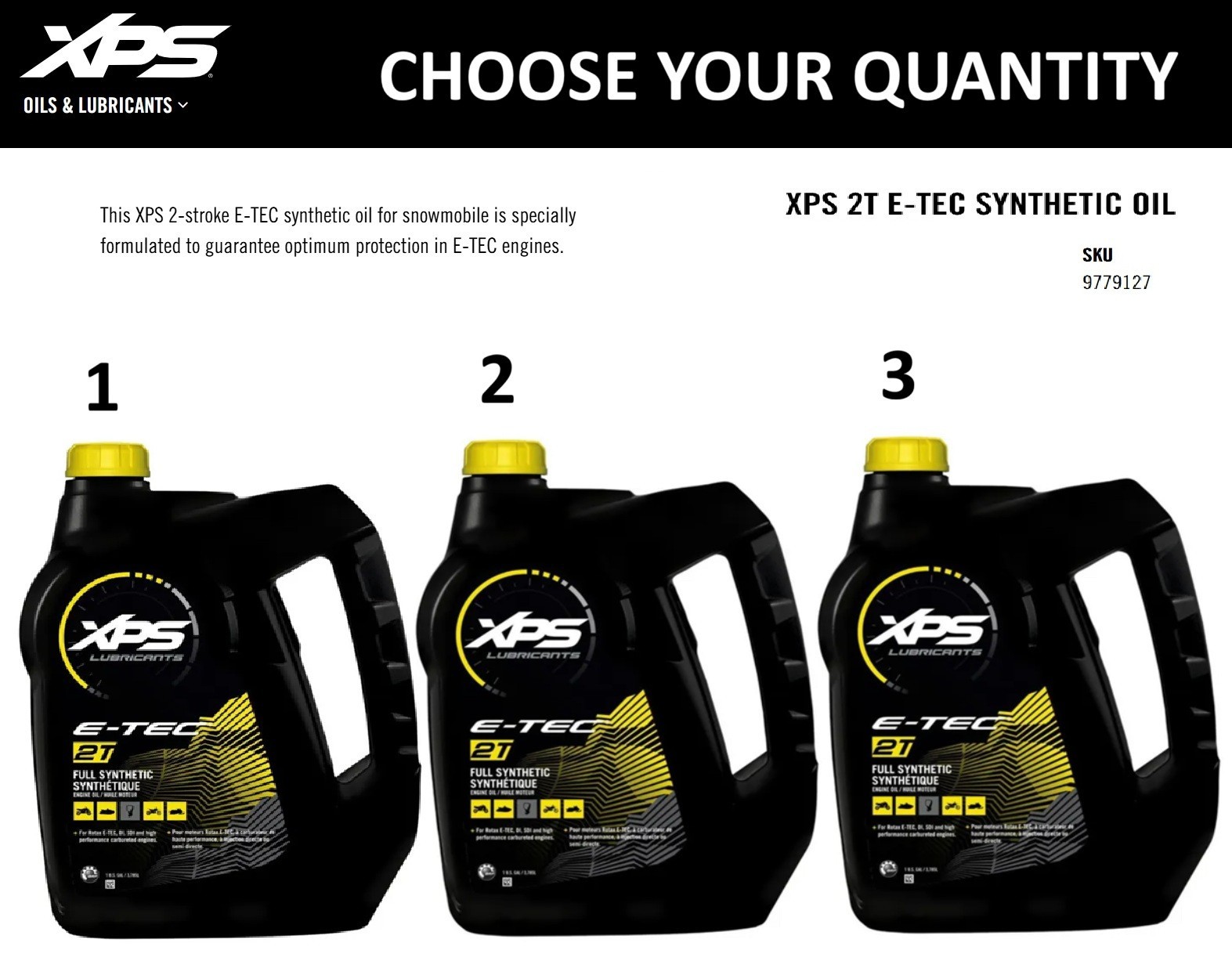 Ski-Doo XPS 600/850cc E-TEC 2T Full Synthetic Oil Gallons -9779127/779127