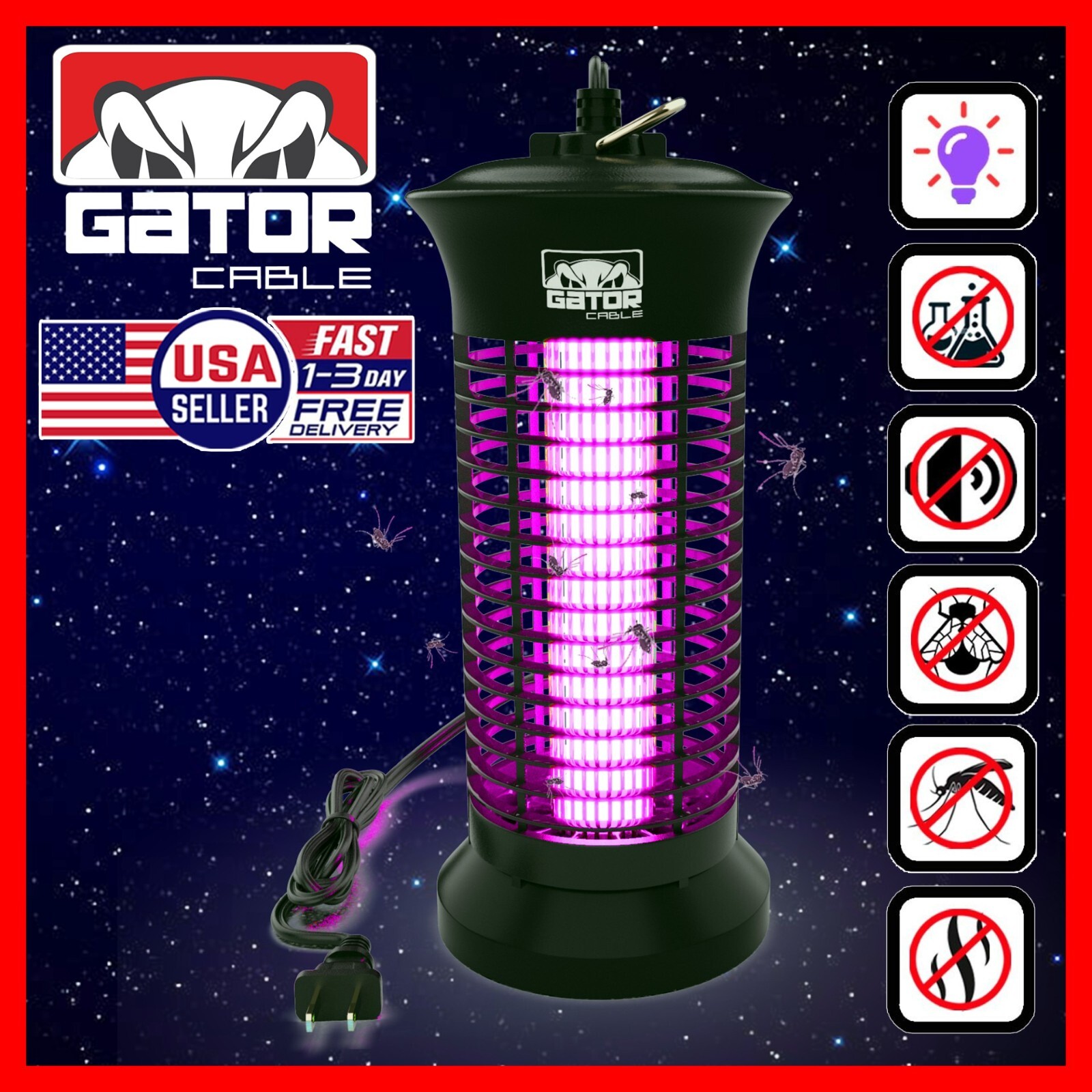 Electric Mosquito Insect Fly Bug Zapper Killer LED Light Trap Pest Control Lamp