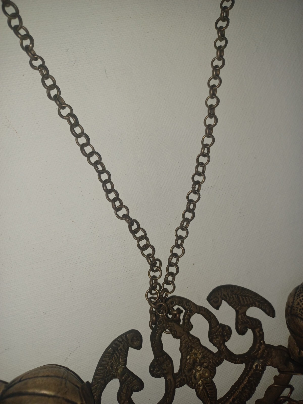 Brazilian Penca de Balangandan Silver on Brass 10 Charms Brazil