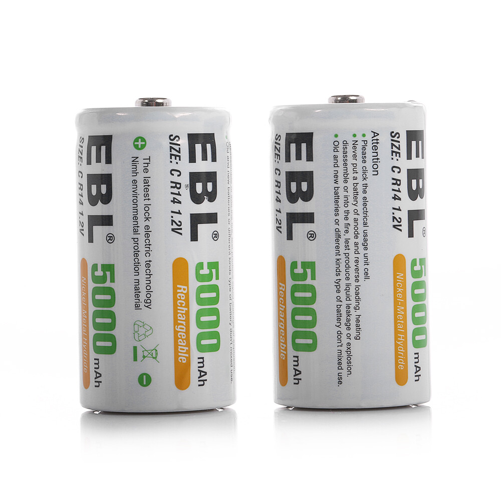 EBL C D Size Rechargeable Batteries C D Cell 1.2V 500Omah-1O000mAh/ Charger LOT