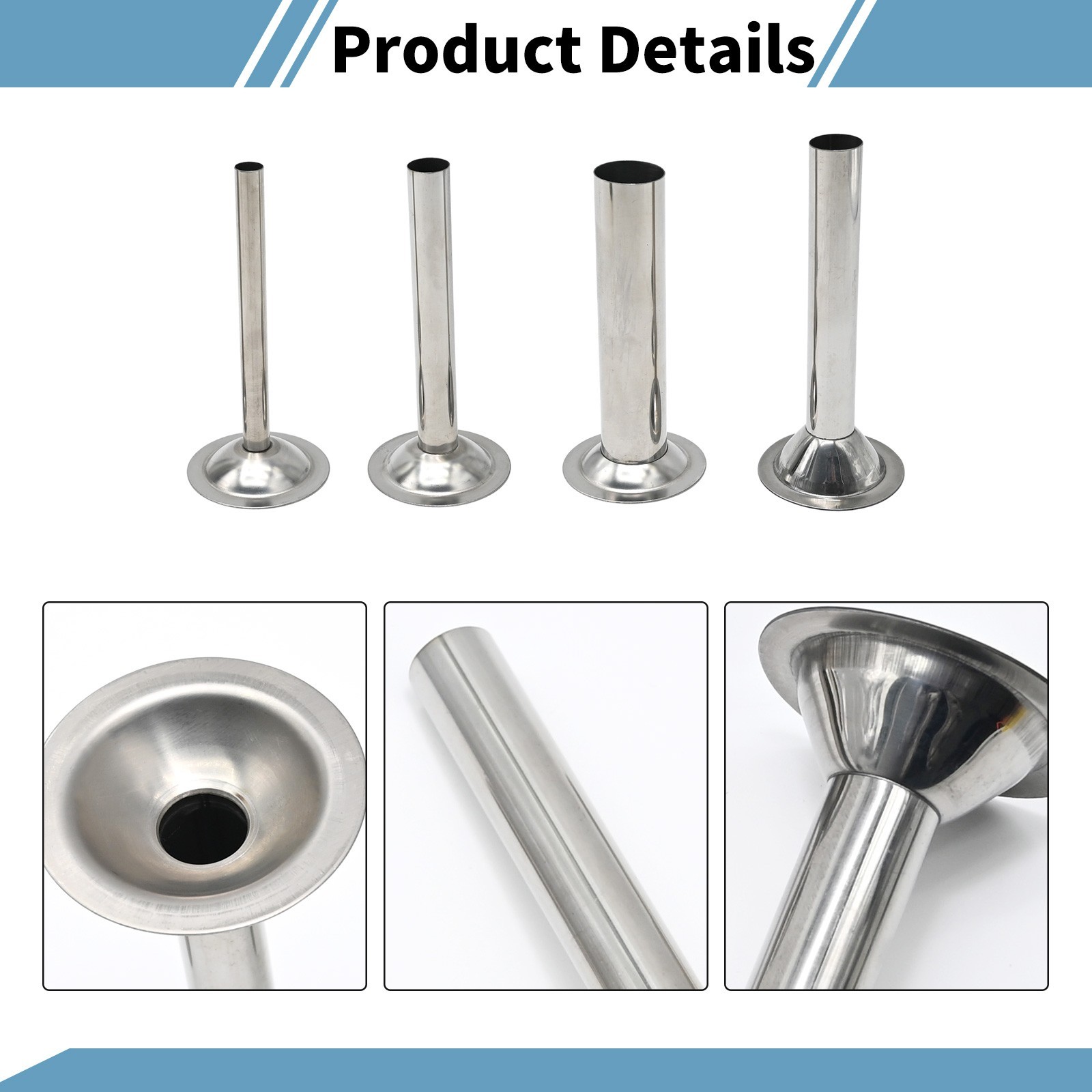 #8 Stainless Steel Sausage Stuffer Tubes for Meat Grinder Sausage Stuffer Funnel