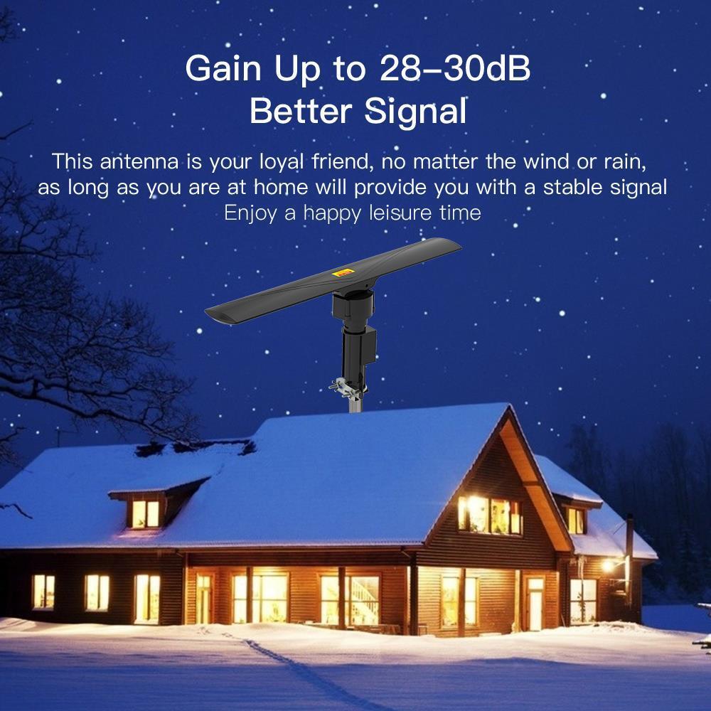 990 Mile Outdoor TV Antenna Motorized Amplified HDTV 1080P 4K 360° Rotation