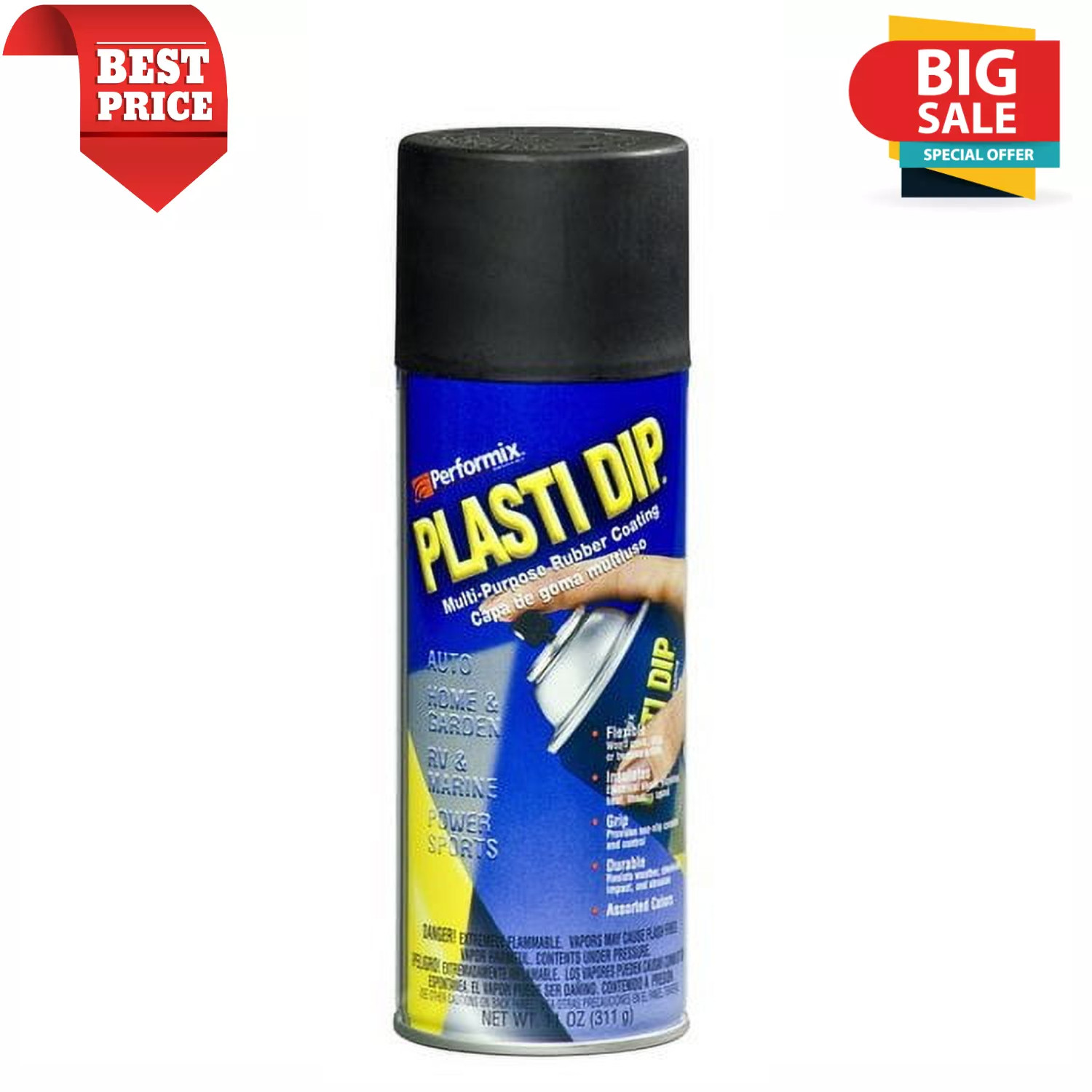 Plasti Dip Multi Purpose Rubber Coating Spray, Protects Coated, Black - 11oz