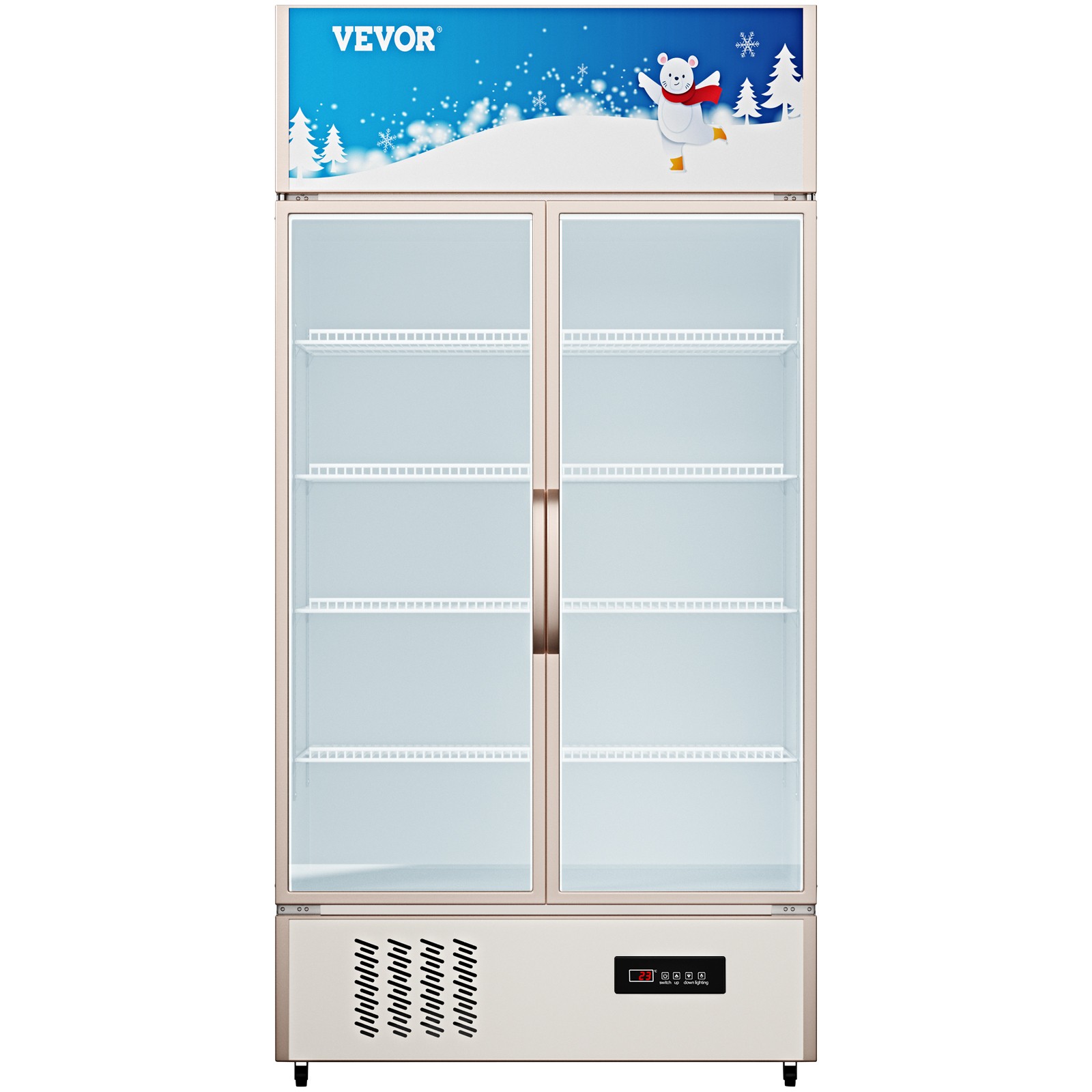 VEVOR Commercial Merchandiser Refrigerator Beverage Cooler 2 Doors 39"x27"x79"