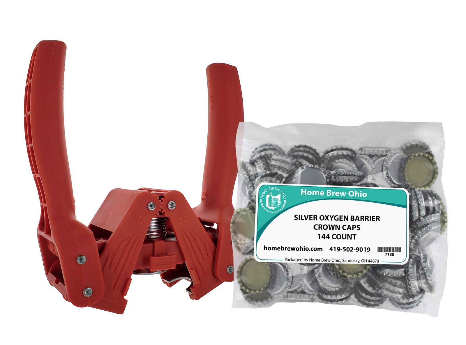 The Red Beauty Bottle Capper With Silver Oxygen Barrier Crown Caps-144 Count