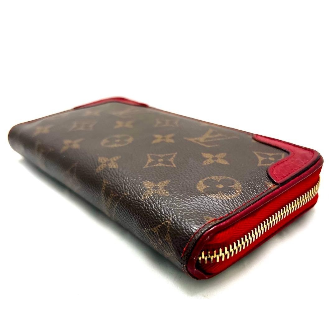 LOUIS VUITTON Monogram Retiro Round Zip Long Wallet Cerise Brown M61854