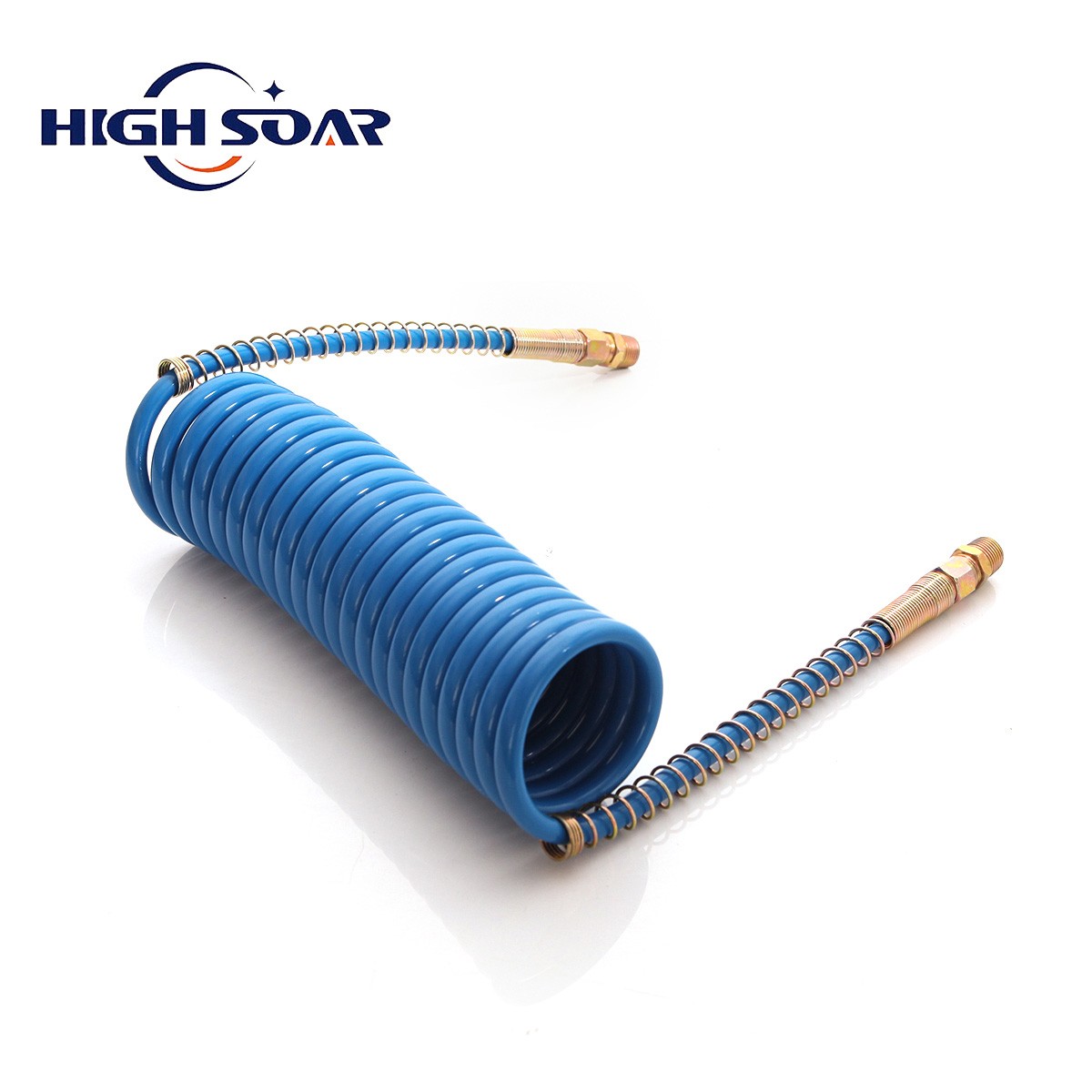 15FT Air Brake Line Coil Assembly Nylon Red & Blue Brass Fittings Semi Truck