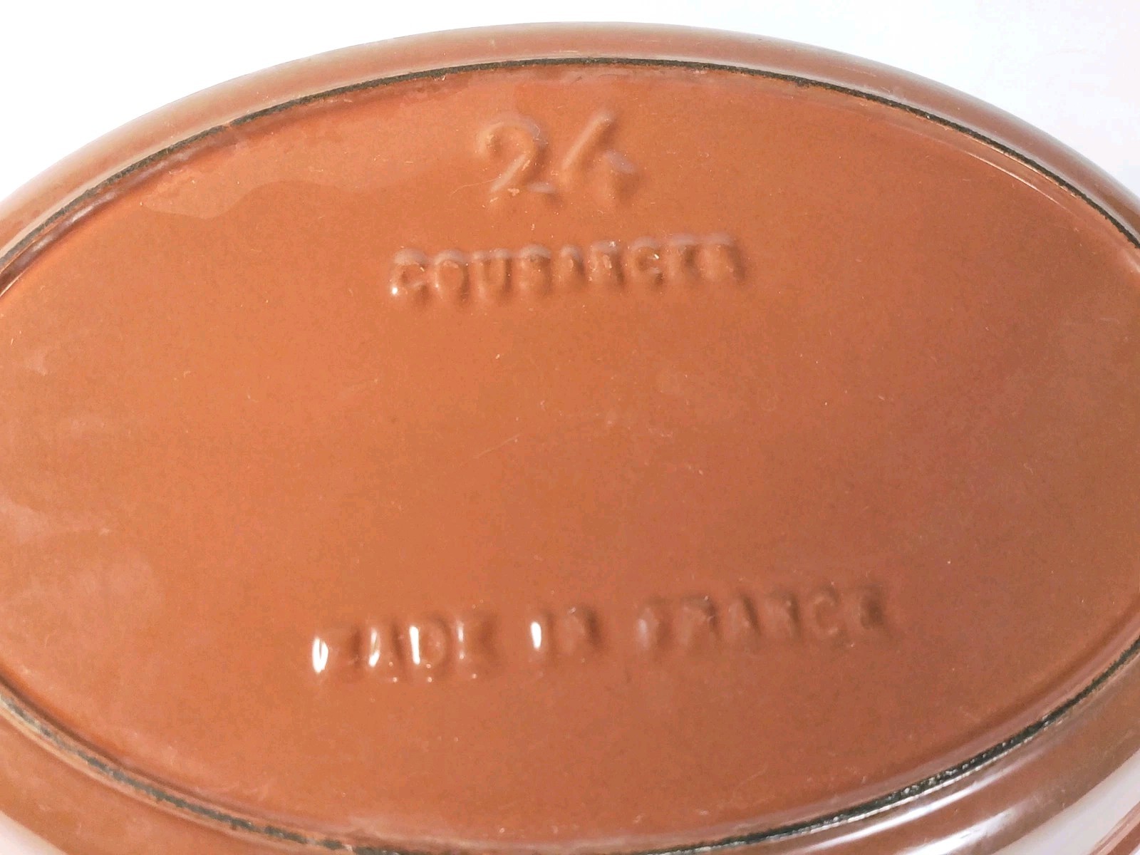 Vintage COUSANCES/Le Creuset #24 Brown Oval Au Gratin Pan Enamelled Cast Iron