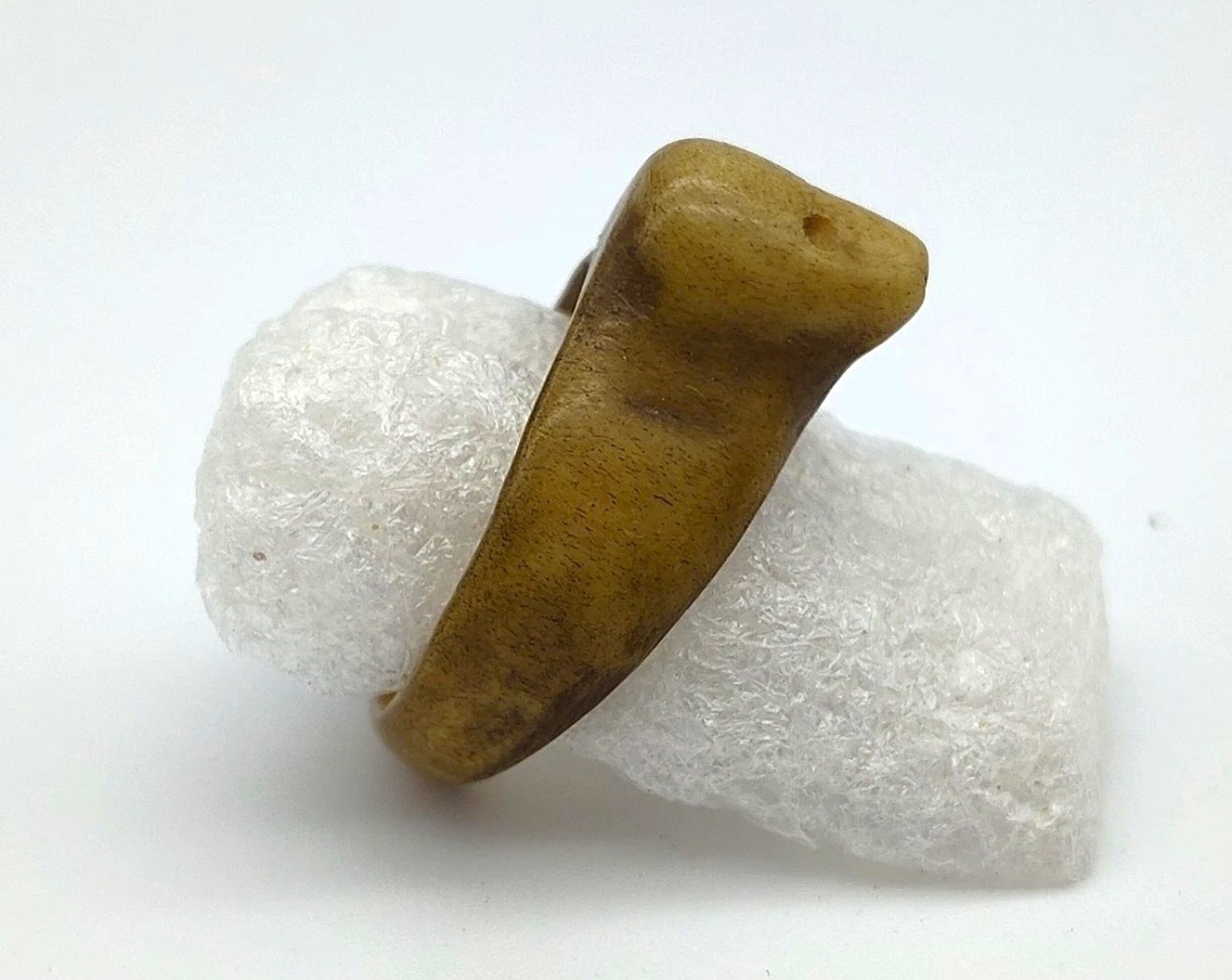 Antique 19th C. Inuit Eskimo Carved Seal Head Finger Ring