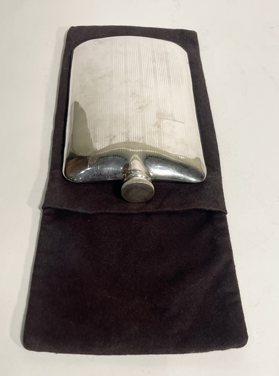 Vintage Marlboro Plate Silver Plated Hip Flask With Case