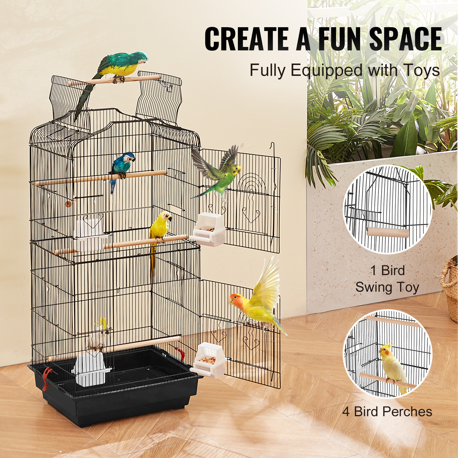 Bird Flight Cage 39 in Hanging Metal Parakeet Cage for Cockatiels Parrot