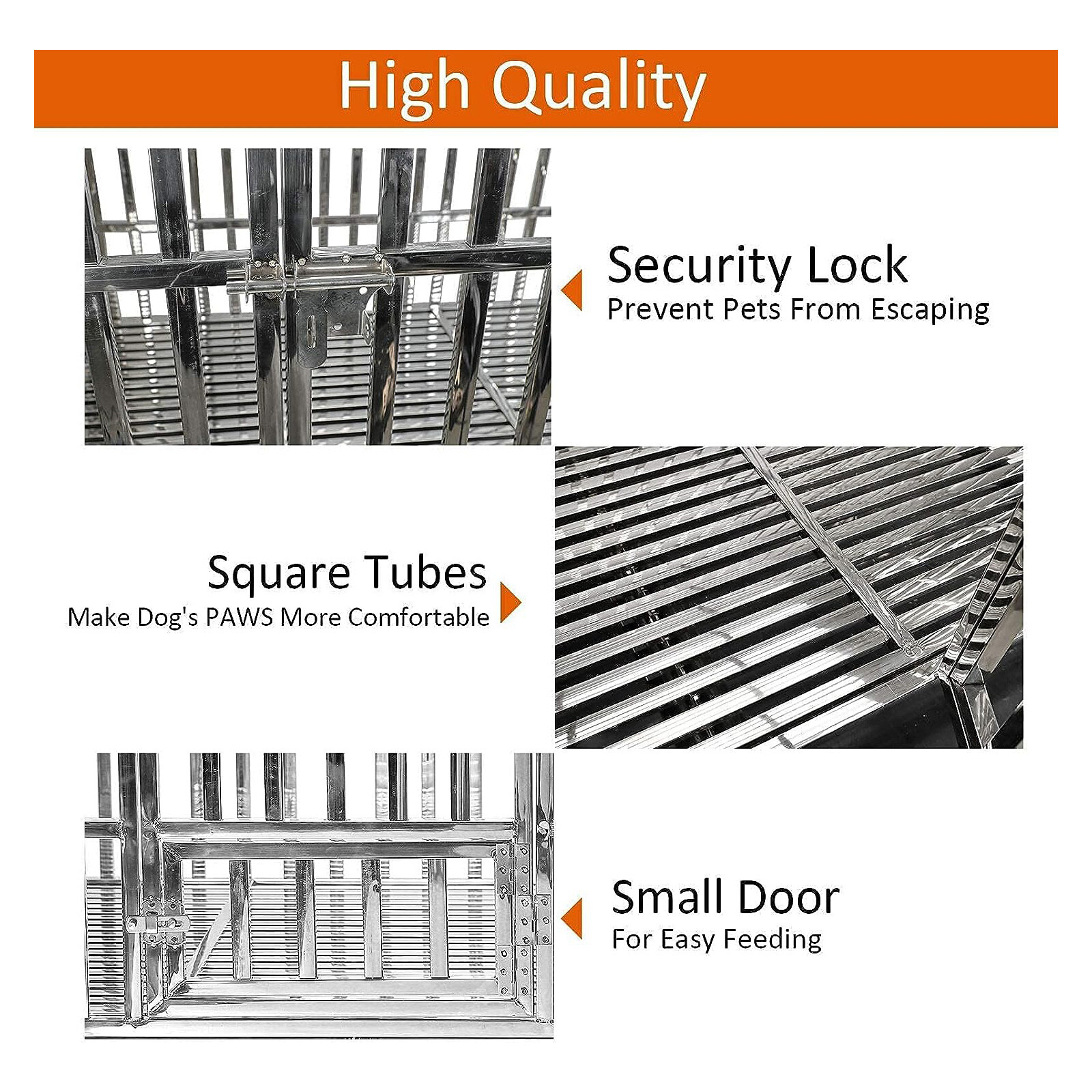 Confote 48" Heavy Duty Dog Kennel Pet Stainless Steel Crate Cage Stackable