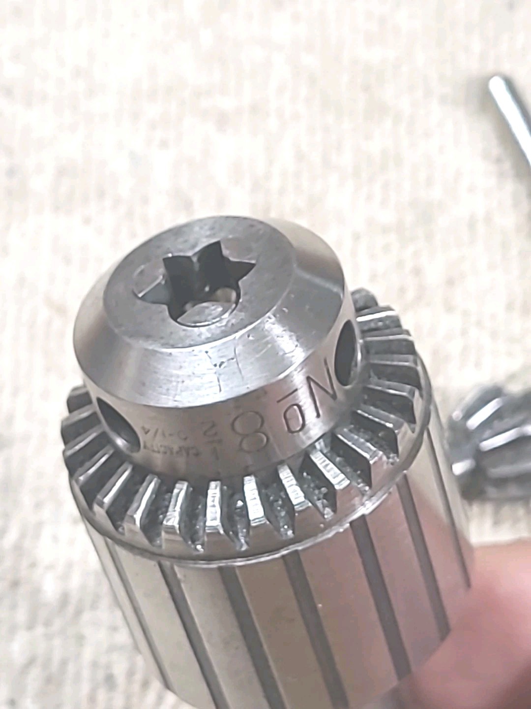 Jacobs 8-1/2 Heavy Duty Ball Bearing Super Chuck, 5/8" Shank w/ Jacobs Key.