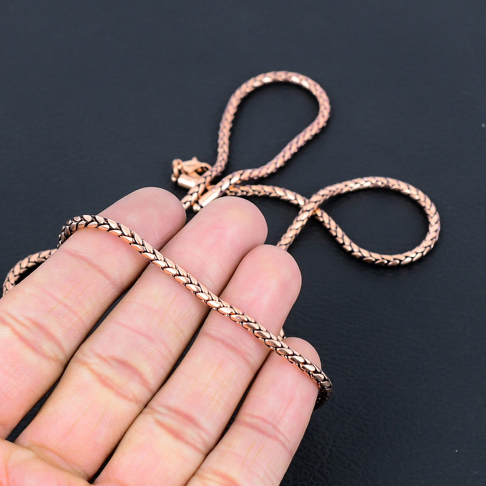 100% Pure Oxidize Copper Wheat Viking jewelry Copper Chain Necklace RJ-001