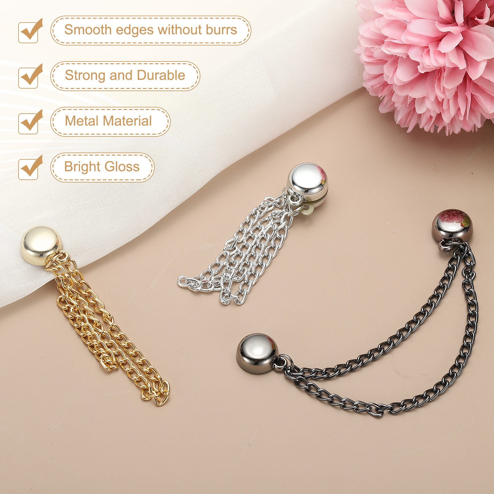 Metal Magnetic Clothing Clips, Magnetic Button Clips,Gold,Silver