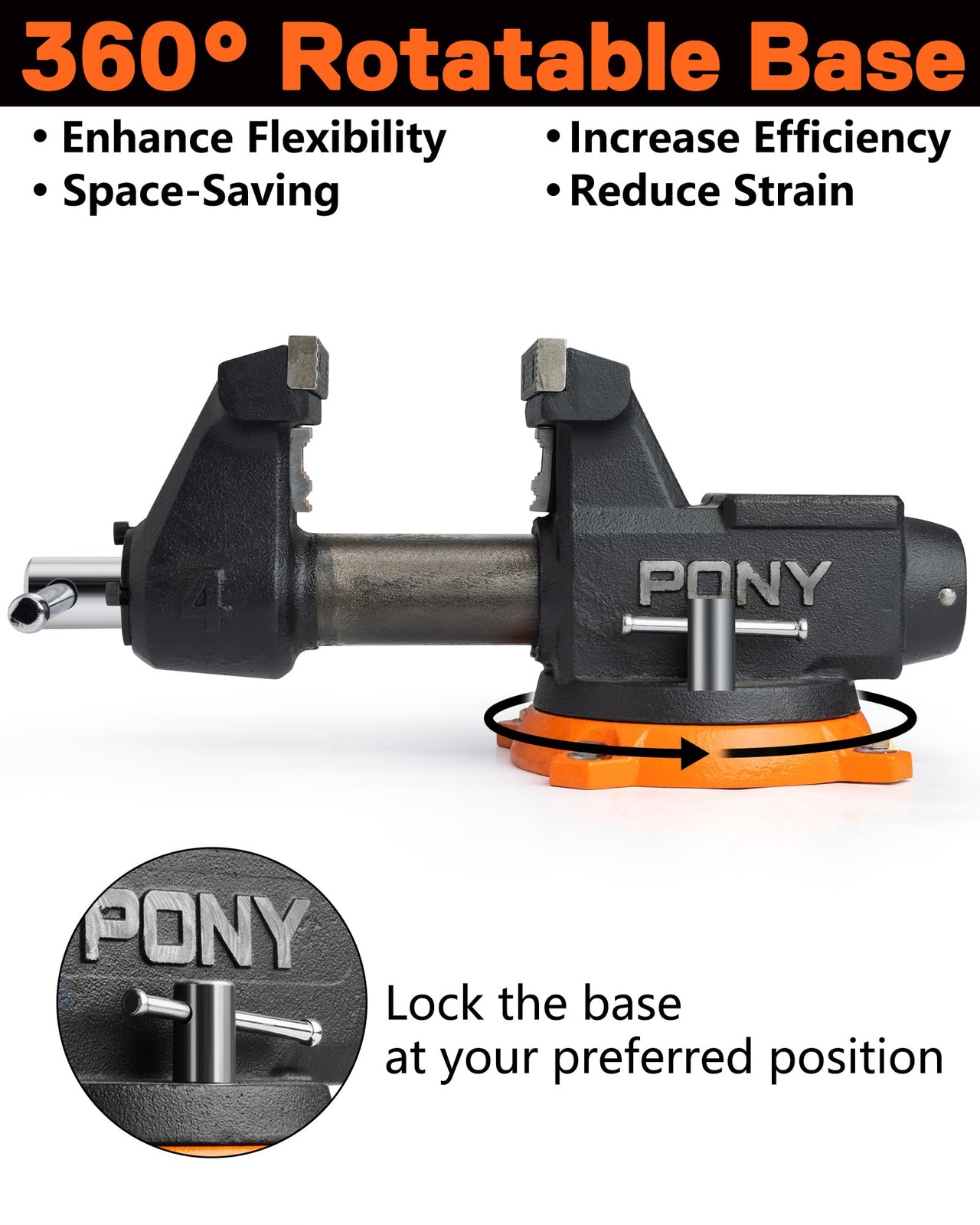 PONY 4“ Heavy Duty Bench Vise 4400LBS Clamping Force Pro Workshop Workbench Vise
