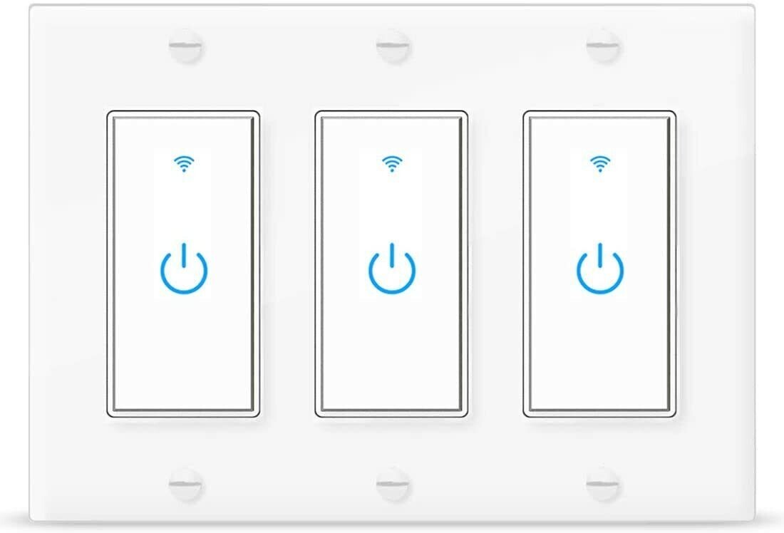 Smart WIFI Light Switch Work with Alexa&Google Voice and Remote Control 3 Gang