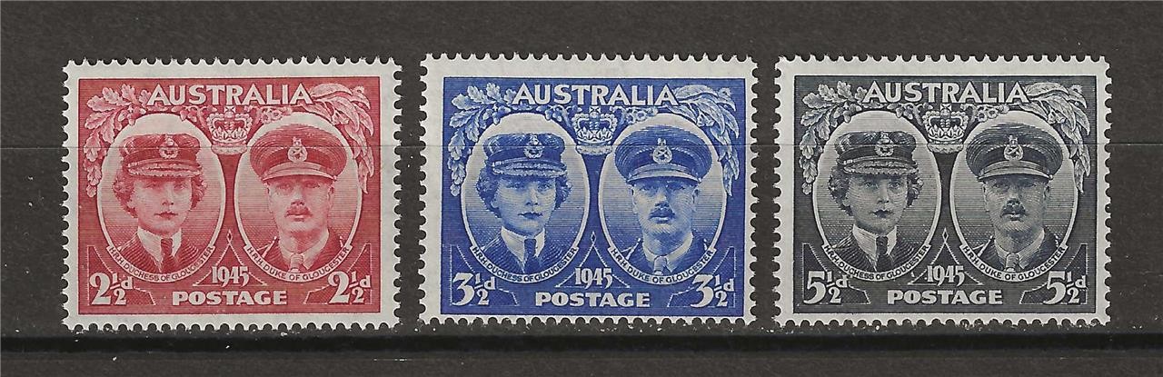 Australia 1945 Sc# 197-99 set Duke & Duchess of Gloucester MNH