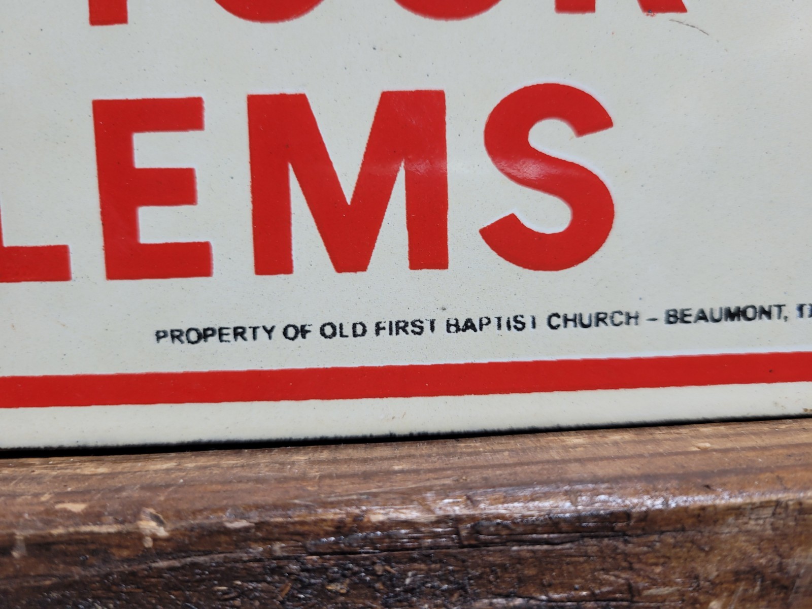 VINTAGE JESUS PORCELAIN SIGN OLD BAPTIST CHURCH RELIGIOUS BIBLE BEAUMONT TX GOD